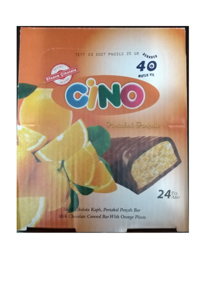 Cino Sütlü Çikolata Kaplı Portakal Parçalı Bar / 25 gram x 24 Adet
