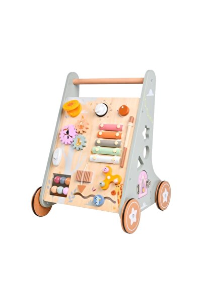 Junios Antemergator din lemn cu 14 activitati, Pastel