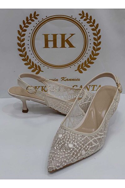 Park Moda KADIN KREM TÜLLÜ ARKASI AÇIK STİLETTO