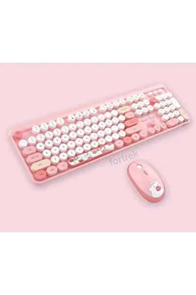 fortrek Renkli Daktilo Tuşlu Kablosuz Q Multimedia Klavye + Mouse Set 104 Tuş...