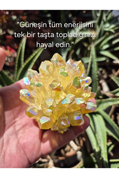 güleçdoğaltaş Güleç Doğal Taş Sarı Aura Kuvars Kristal Küme - 240 gr