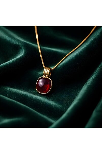 ACCESORİOS Vintage Bordo Taşlı Kolye