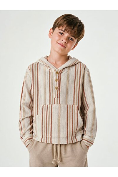 Nanica Kids LIMİ момчешка лятна риза с качулка и текстура