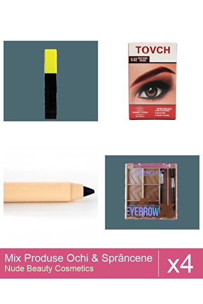 Makeup Set Mix 4 produse Rimel Sprancene: Rimel Ushas , Negru, Fard de spranc...