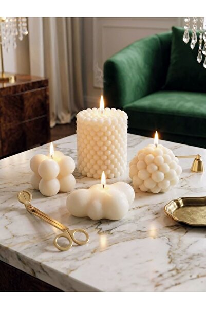 AKLIMDASIN Bubble Silindir Mum 4li set Desenli Bulut Mum Kokulu Pinterest Tas...