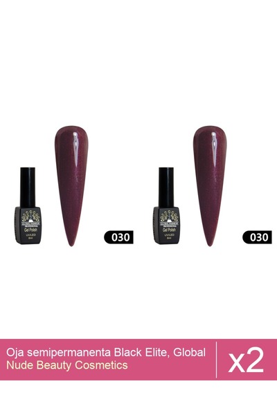 Makeup Set 2x Oja semipermanenta Black Elite, Global Fashion 8 ml,030