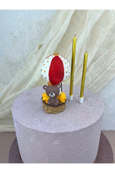 Ca.Gi Handmade Flying Balloon / Cake Decoration with Teddy Bear Figure / Birthday Decoration / Cake Decor - 1 Piece