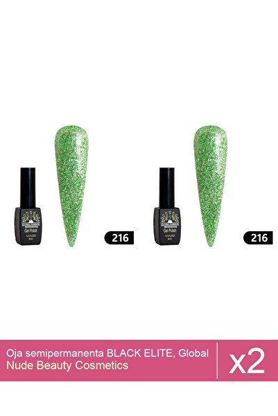 Makeup Set 2x Oja semipermanenta BLACK ELITE, Global Fashion 8 ml,216