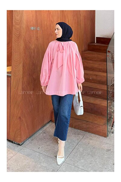 LC Waikiki Nevavm Collar Scarf Detailed Shirt in Candy Pink