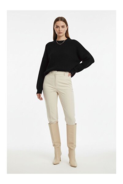LC Waikiki Nevavm Extra Oversize Low Sleeve Thessaloniki Knit Black Sweater w...
