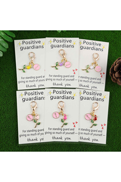Choice1 6 cm Khaki Mother's Day Gift Keychain Set，6Pieces6Rose red and pink“M...