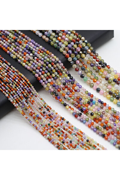 choice2 3mm colorful 2/3/4mm Natural Stone Zircon Loose Beads Round Faceted S...