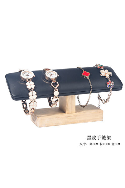 Choice PU-Black 1pc Wooden Base T-Shaped PU Leather / Velvet Bracelet Display...