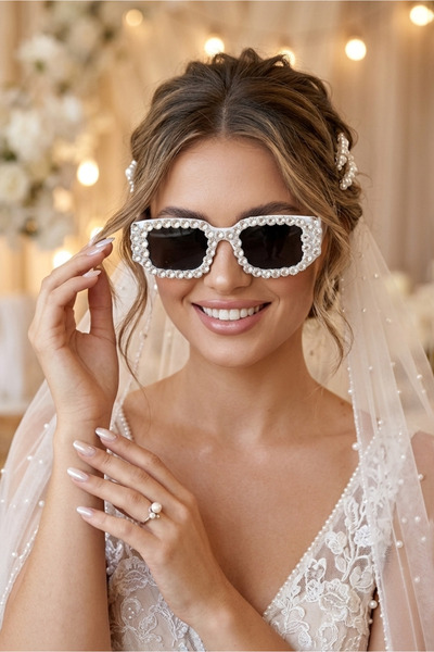 Happyline Stone-Embellished Bridal Glasses, Birthday Glasses, Bride, Bride af...