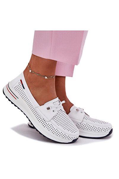 Evento Leather Women's Platform Shoes White Violeth 39