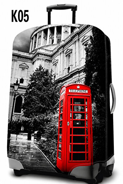 Mefa style K05 Londra Temalı Elastik Valiz Kılıfı – Kırmızı Telefon Kulübesi ...