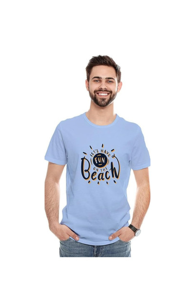 not Unisex Printed Design T-Shirt (Let's Have Fun On The Beach)| Round Neck R...