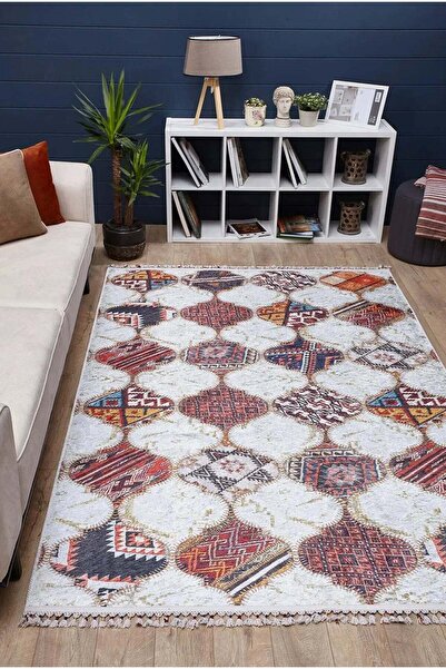 halinet Halı.Net White Modern Washable Non-Slip Living Room Carpet Haln-Hln5003