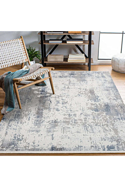 halinet Halı.Net Blue Modern Washable Non-Slip Living Room Carpet Cr-Silver-1...