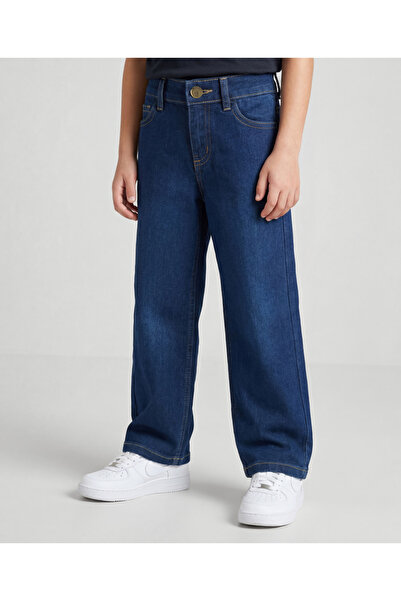 Pine kids Woven Loose Fit Washed Denim Jeans - Dark Blue