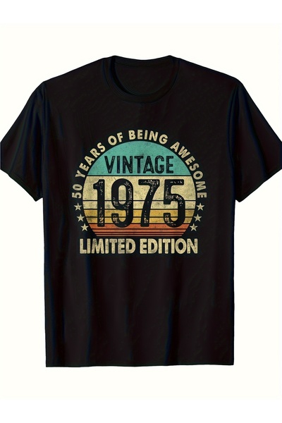 yiou trendy clothing توصية هدية لعيد الميلاد الخمسين - تي شيرت ريترو 1975