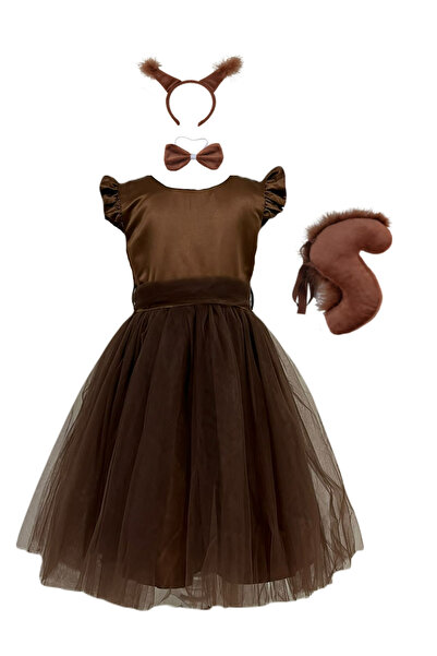 Funny Party Shop Costum serbare fete Veverita maro, 3-4 ani, 104-110cm