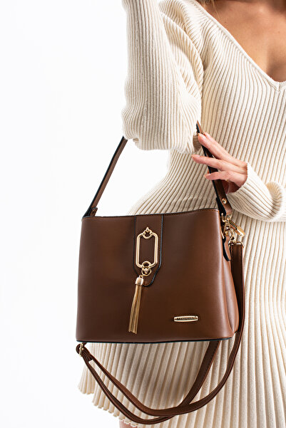 ELOVE 1438 Gold Detailed 3-Compartment Shoulder and Crossbody Bag