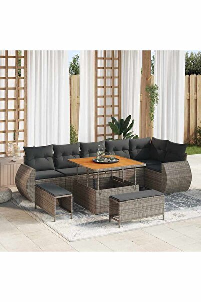 vidaxl Set de canapele pentru gradina 9 pcs Gri poliratan