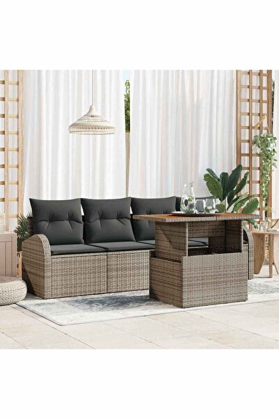 vidaxl Set de canapele pentru gradina 5 pcs Gri Rattan poli