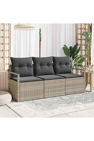 vidaxl Set de canapea 3 pcs Gri deschis poliratan
