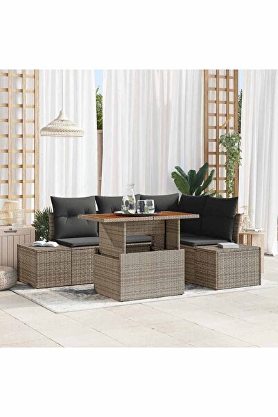 vidaxl Set de canapele pentru gradina 5 pcs Gri Rattan poli
