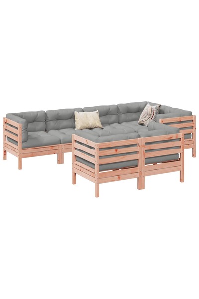 vidaxl Set canapele gradina cu perne, 7 piese, lemn masiv brad douglas