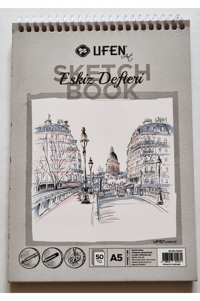 Modellino Spiralli Ufen A5 Eskiz Defteri Sketch Book 50 Sayfa