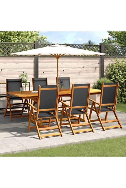 vidaxl Set mobilier de gradina, 7 piese, lemn masiv acacia/textilena