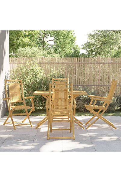 vidaxl Set mobilier de gradina, 5 piese, bambus