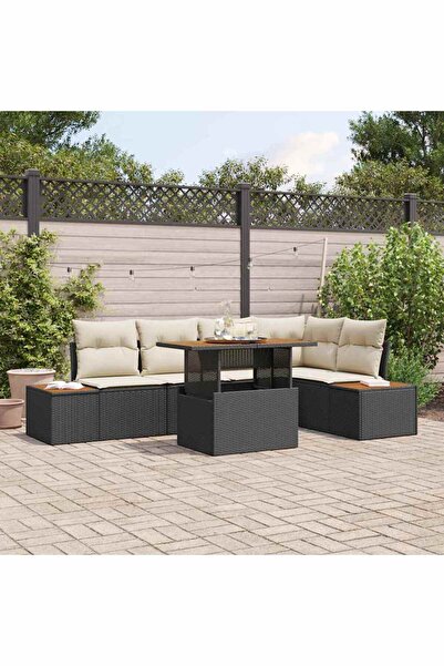 vidaxl Set de canapele pentru gradina 6 pcs Negru Rattan poli