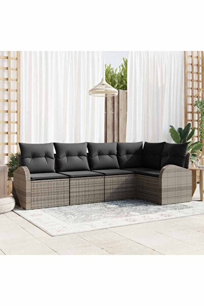 vidaxl Set de canapea cu perna 5 pcs Gri Poliester
