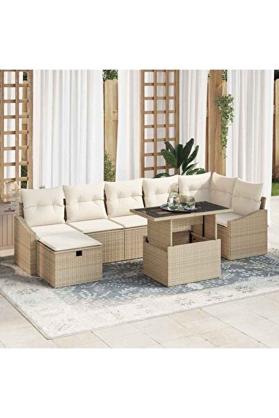 vidaxl Set de canapele pentru gradina 8 pcs Bej poliratan