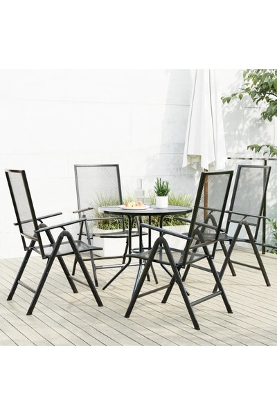 vidaxl Set scaune de gradina rabatabile, 5 buc., antracit, otel vopsit