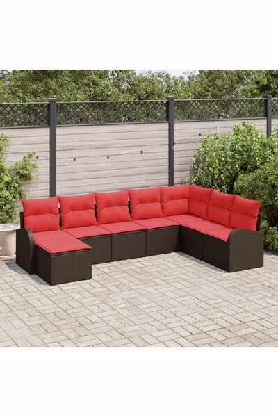 vidaxl Set de canapele pentru gradina 8 pcs Maro Rattan poli