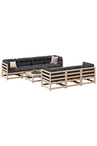 vidaxl Set canapea de gradina cu perne, 8 piese, lemn masiv de pin