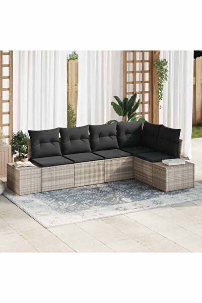 vidaxl Set de canapele pentru gradina 5 pcs Gri deschis poliratan