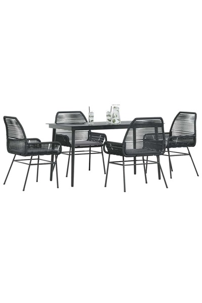 vidaxl Set de sufragerie de gradina 5 piese neagra Sticla Poly Rattan
