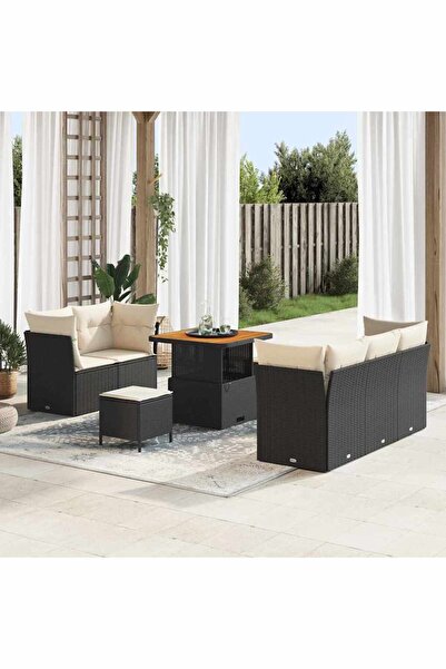 vidaxl Set de canapele pentru gradina 8 pcs Negru poliratan