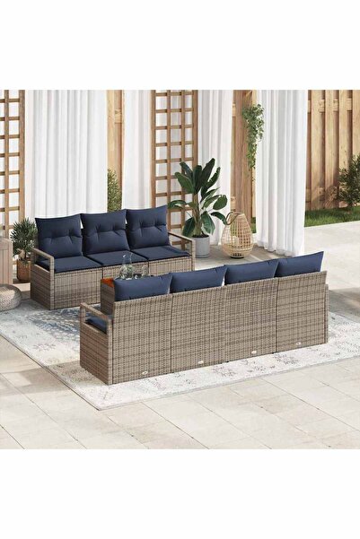 vidaxl Set de canapele pentru gradina cu perna 8 pcs Gri poliratan