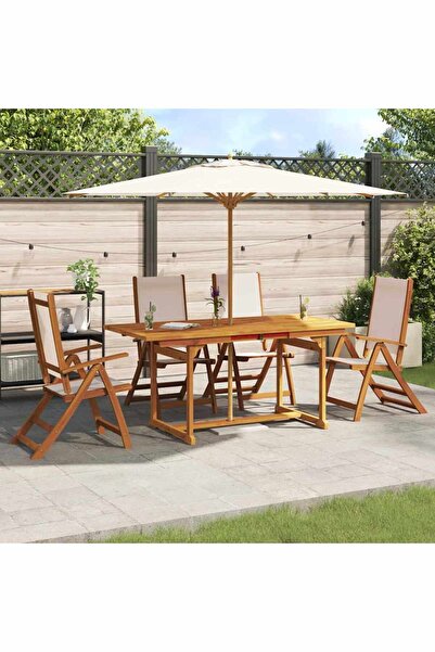 vidaxl Set mobilier de gradina, 5 piese, lemn masiv acacia/textilena