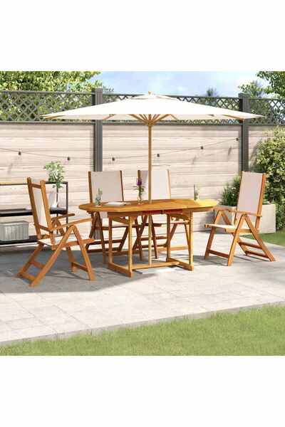 vidaxl Set mobilier de gradina, 5 piese, lemn masiv acacia/textilena