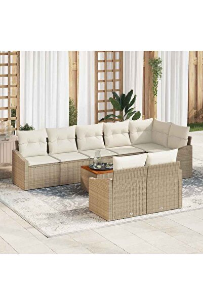 vidaxl Set de canapele pentru gradina 9 pcs Bej È™i crem poliratan