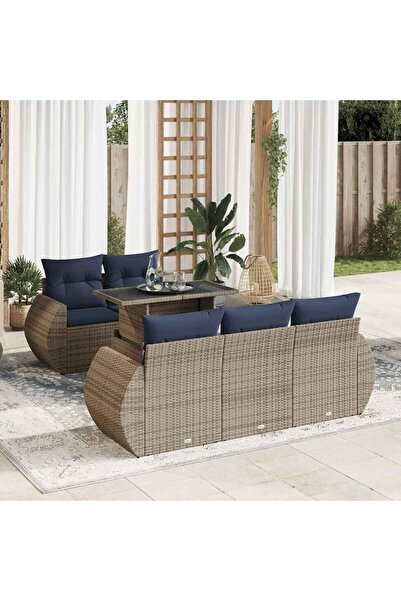 vidaxl Set mobilier gradina cu perne 6 piese gri poliratan/lemn acacia