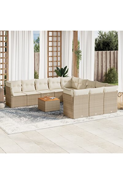 vidaxl Set canapele de gradina cu perne, 12 piese, bej, poliratan